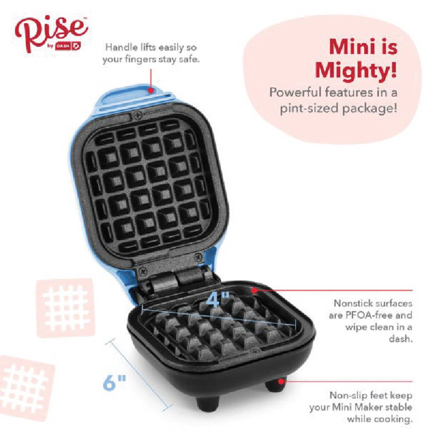 Rise by Dash 4 In. Light Blue Mini Waffle Maker - Hall's Hardware and Lumber